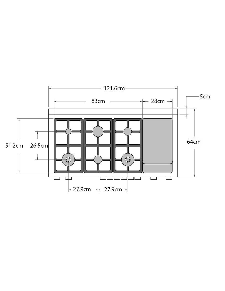 Estufa de piso a gas LP Bertazzoni 121 cm mas486ggasxvlp de 6 quemadores