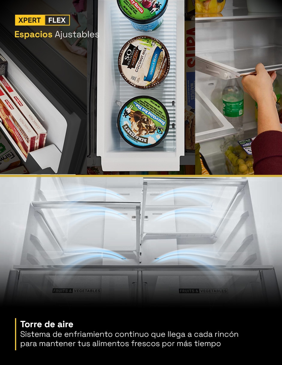 Refrigerador French door 30 pies cúbicos Tecnología Inverter y fábrica de hielos WRFF3536SV 10