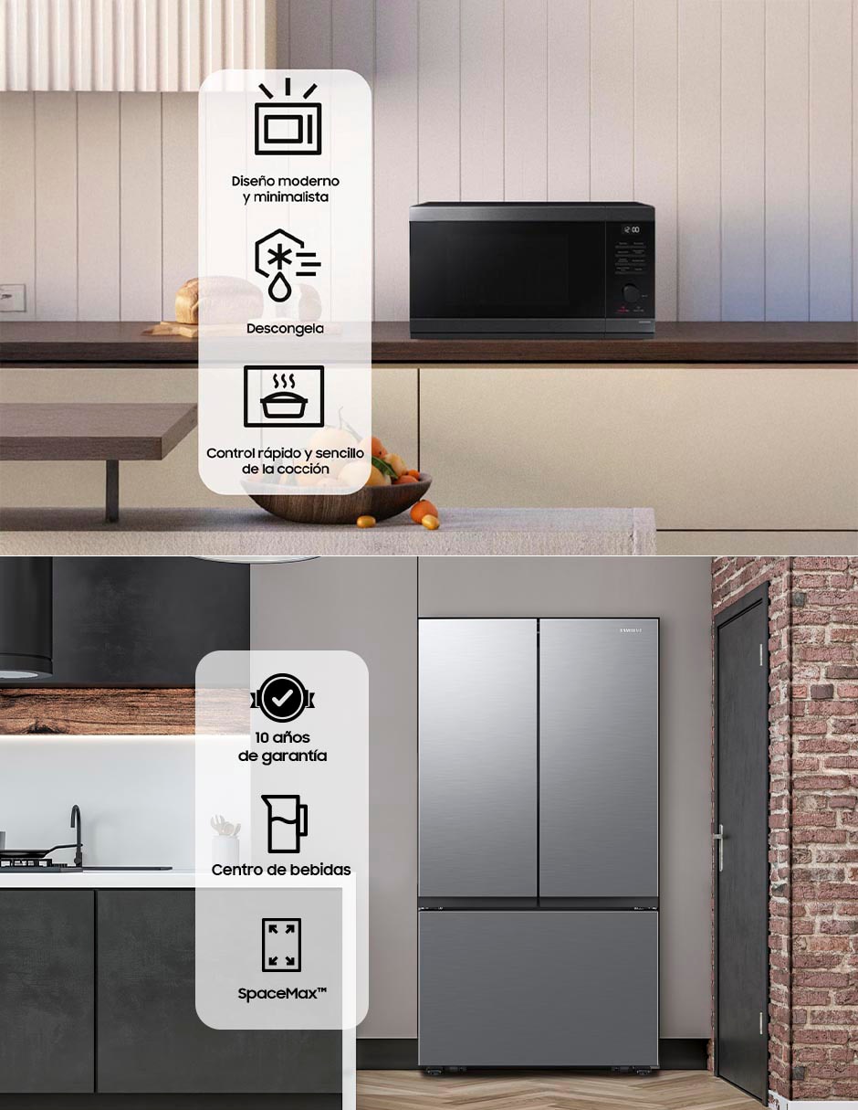 Combo refrigerador y horno de microondas French door 32 pies cúbicos inverter y fábrica de hielo F-RF32C53SMS32
