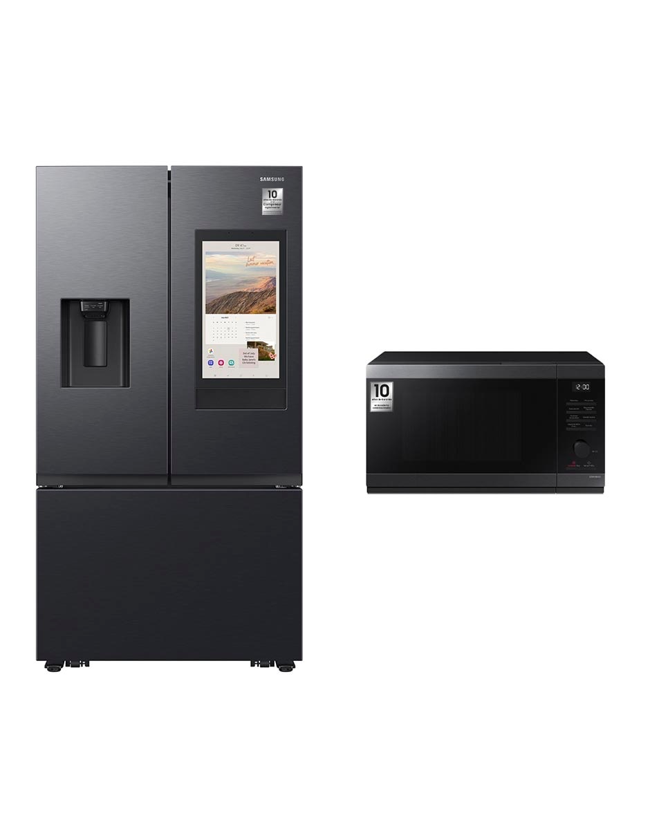 Combo Refrigerador French door Samsung 31 pies cúbicos tecnología inverter y fábrica de hielos F-RF32CG59MS32 + Microondas 1