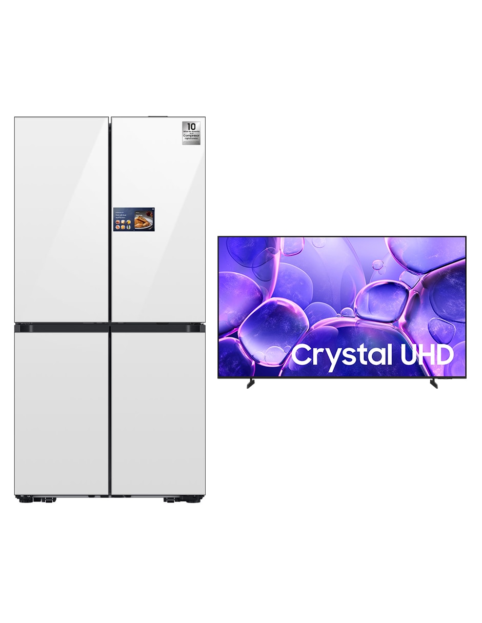 Combo refrigerador french door 23 pies cúbicos inverter no frost y fábrica de hielos F-RM90F6UN50U8 + Pantalla 50 pulgadas Crystal 4K Smart TV 1