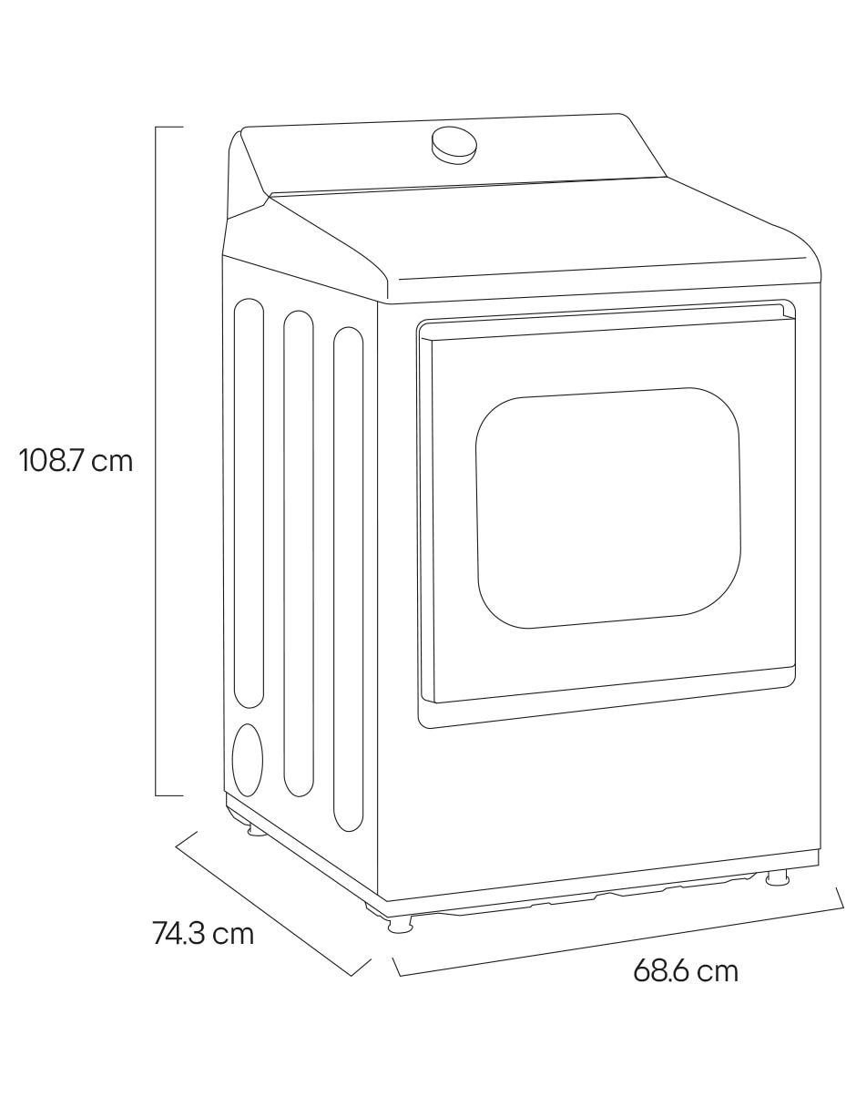 Secadora de gas natural/lp LG de 22 kg con 24 ciclos DT22EWTX