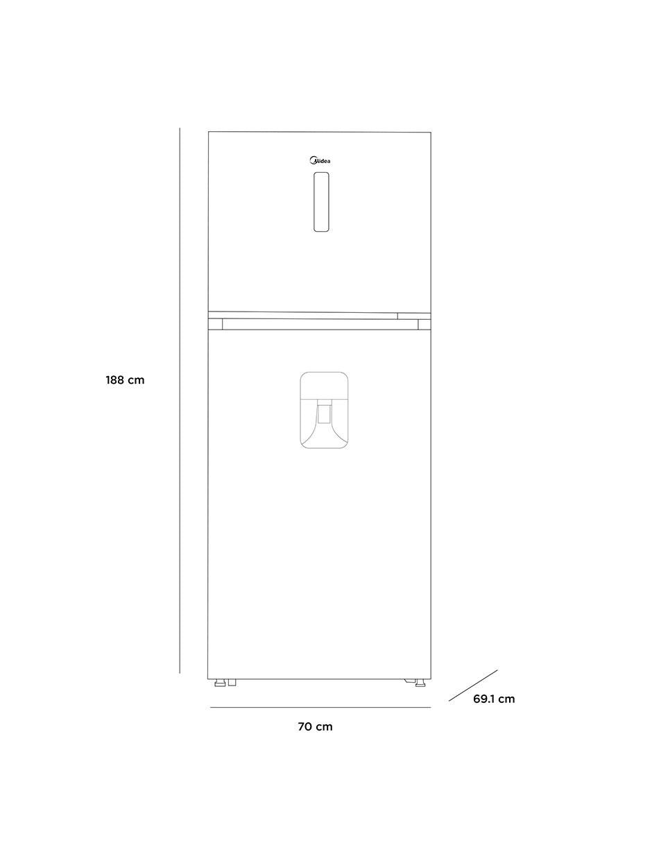 Refrigerador top mount Midea 17 pies cúbicos inverter y no frost con fábrica de hielo MDRT645MTM46WD