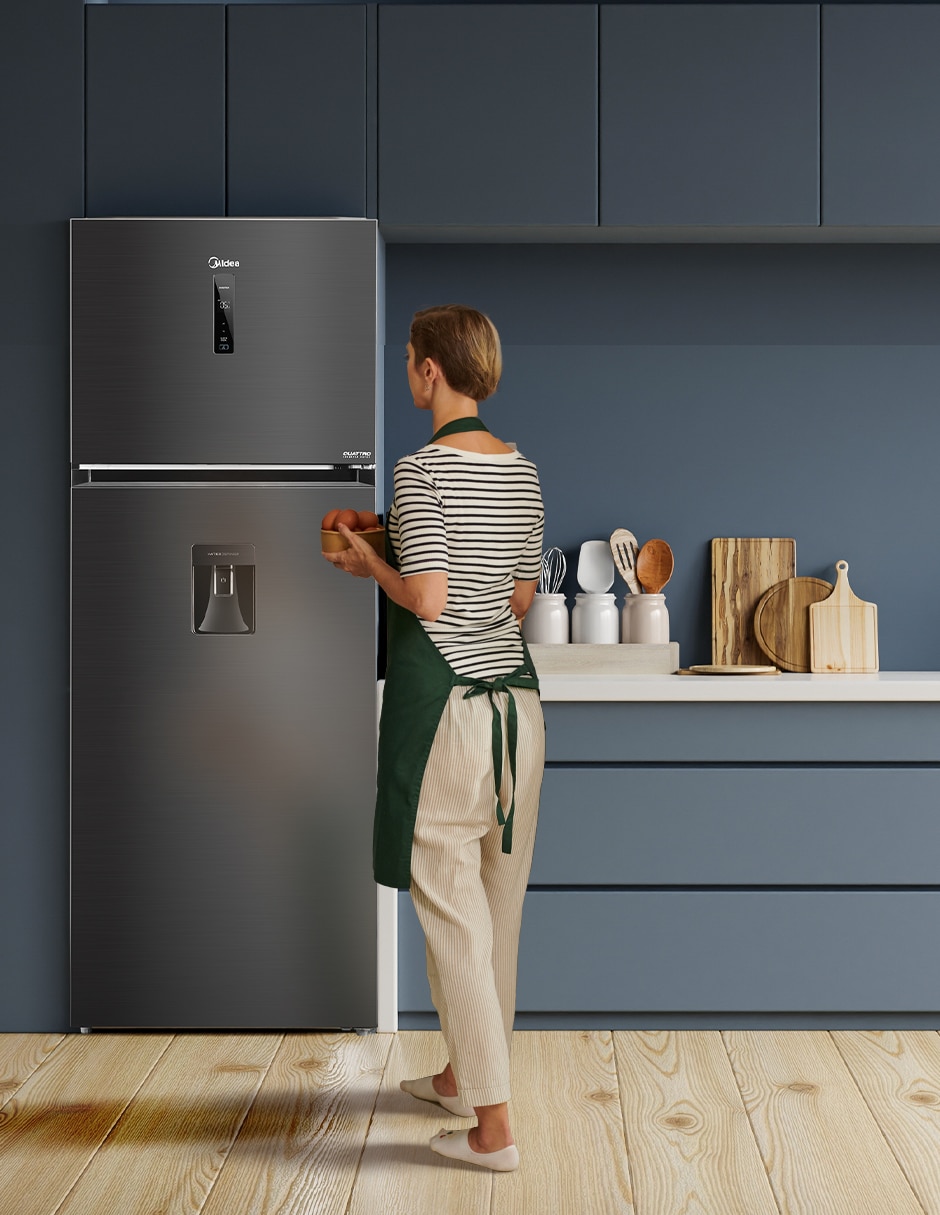 Refrigerador top mount Midea 17 pies cúbicos inverter y no frost con fábrica de hielo MDRT645MTM46WD