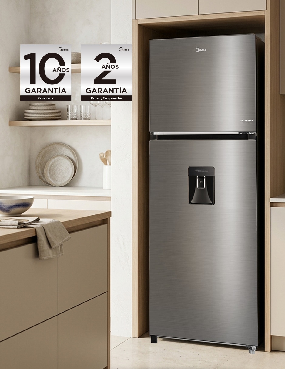 Refrigerador Top Mount Midea 12 pies cúbicos inverter y no frost y fábrica de hielo Mdrt489Mtm46Wd
