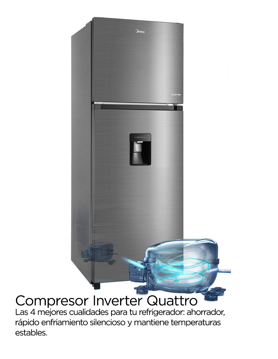 Refrigerador Top Mount Midea 12 pies cúbicos inverter y no frost y fábrica de hielo Mdrt489Mtm46Wd