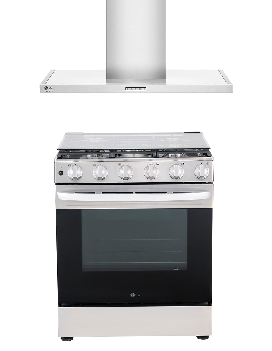 Combo estufa empotrable a gas natural/lp 75.8 cm LRGL5840S.HCE23605S2 de 5 quemadores + campana 1