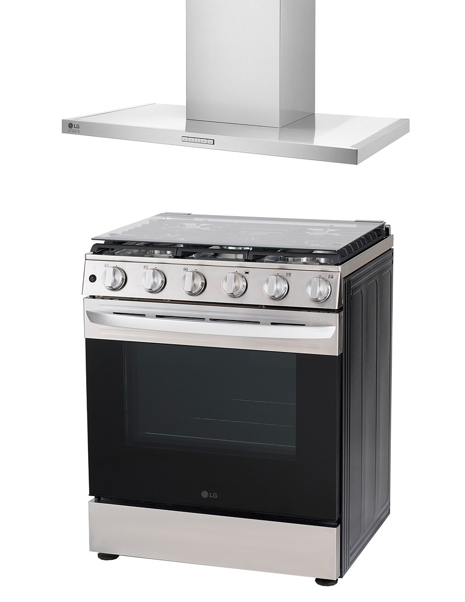 Combo estufa empotrable a gas natural/lp 75.8 cm LRGL5840S.HCE23605S2 de 5 quemadores + campana 3