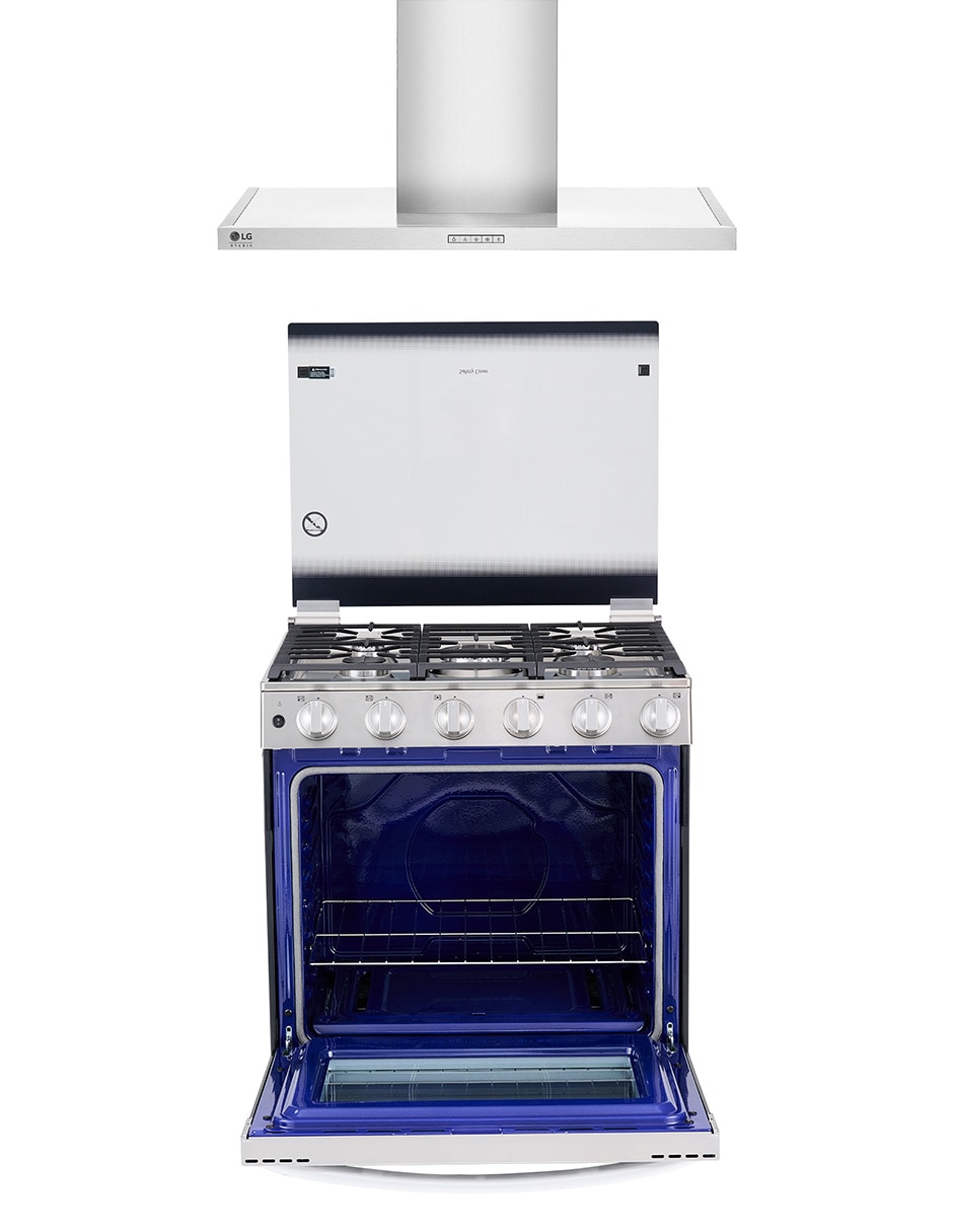 Combo estufa empotrable a gas natural/lp 75.8 cm LRGL5840S.HCE23605S2 de 5 quemadores + campana 4