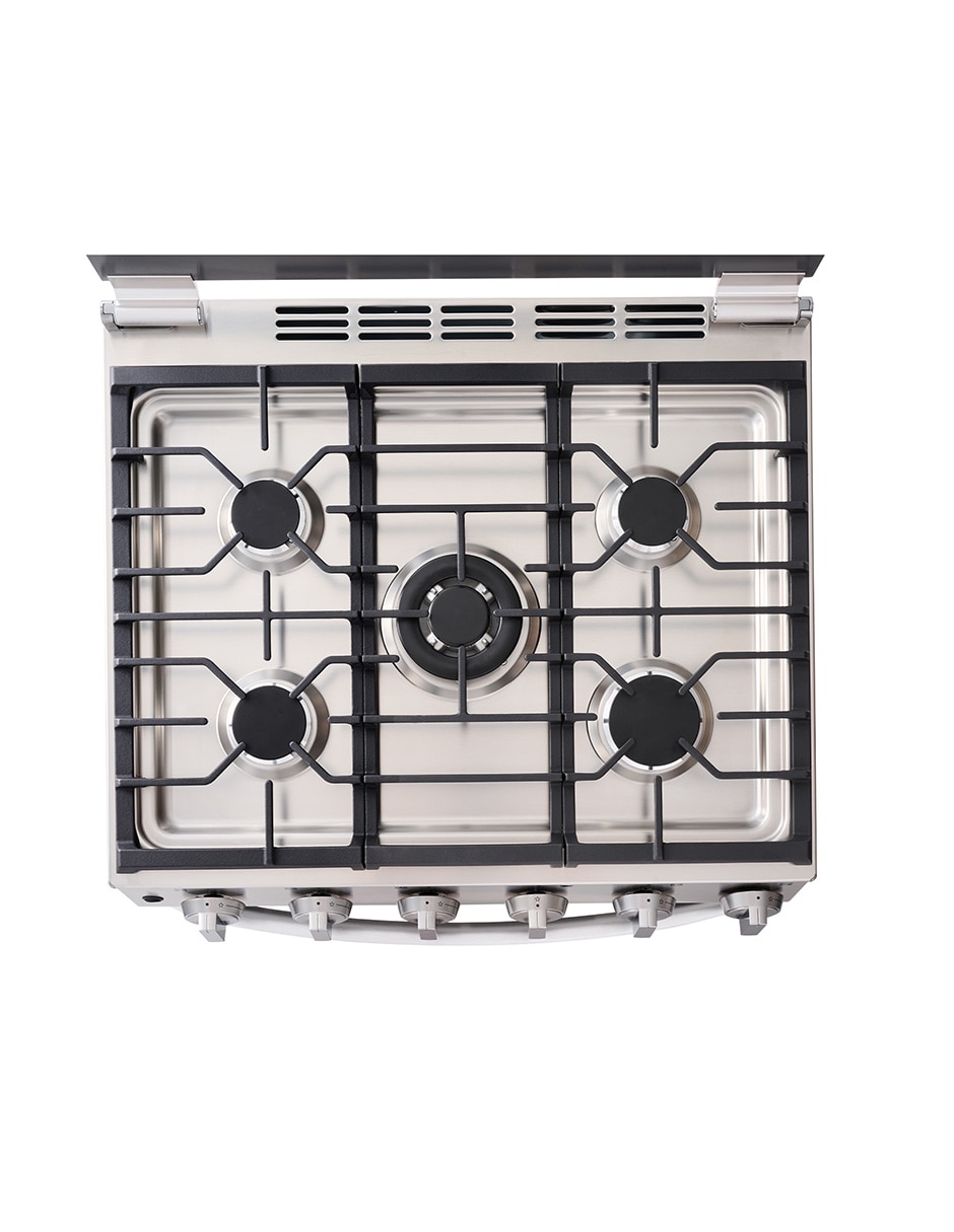 Combo estufa empotrable a gas natural/lp 75.8 cm LRGL5840S.HCE23605S2 de 5 quemadores + campana 6