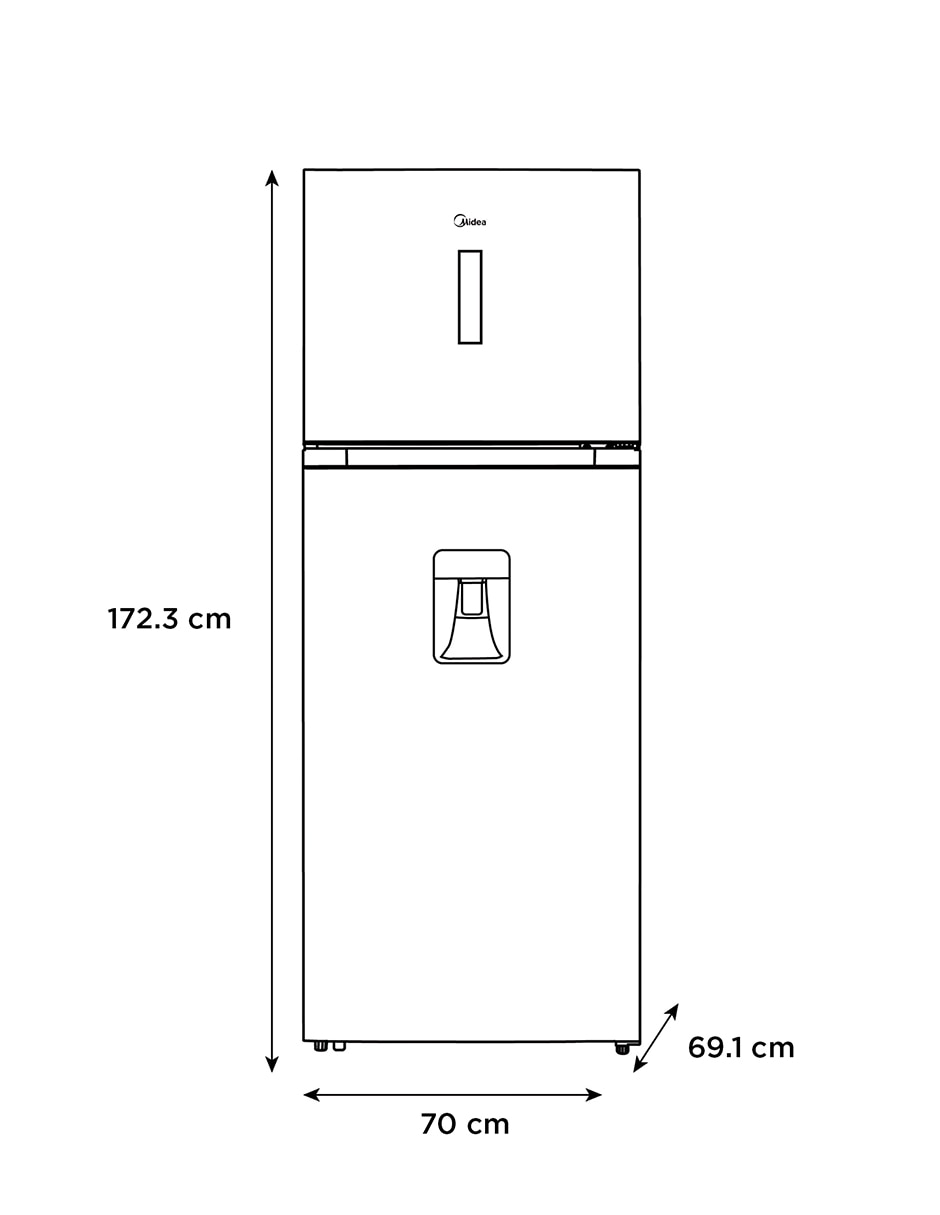 Refrigerador top mount Midea Jazz Black 15 pies cúbicos inverter y fábrica de hielo MDRT580MTM28WD