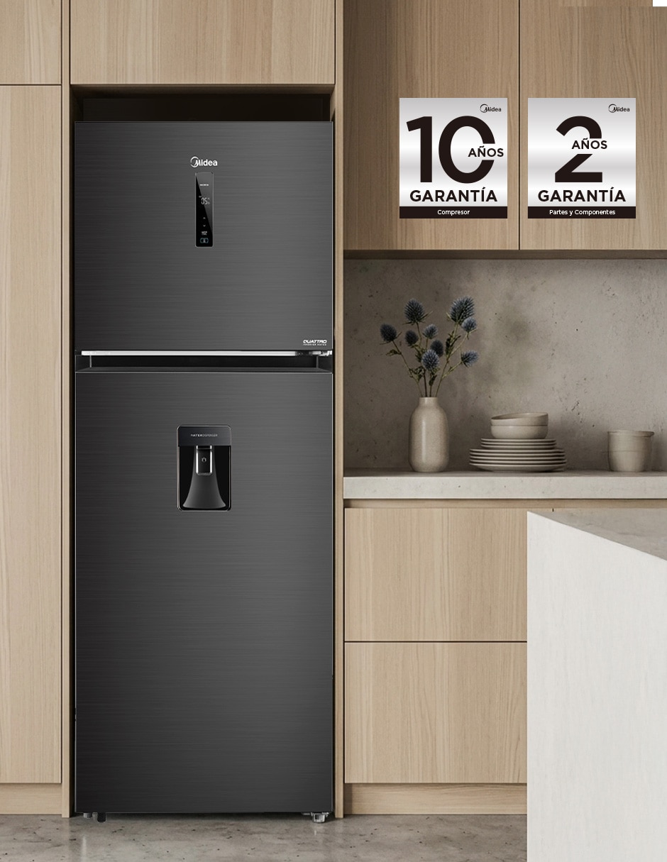 Refrigerador top mount Midea Jazz Black 15 pies cúbicos inverter y fábrica de hielo MDRT580MTM28WD