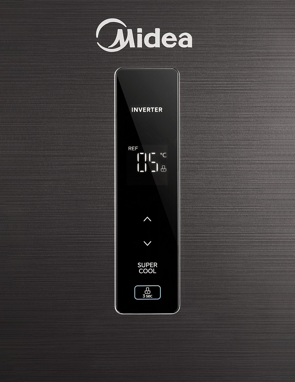 Refrigerador top mount Midea Jazz Black 15 pies cúbicos inverter y fábrica de hielo MDRT580MTM28WD
