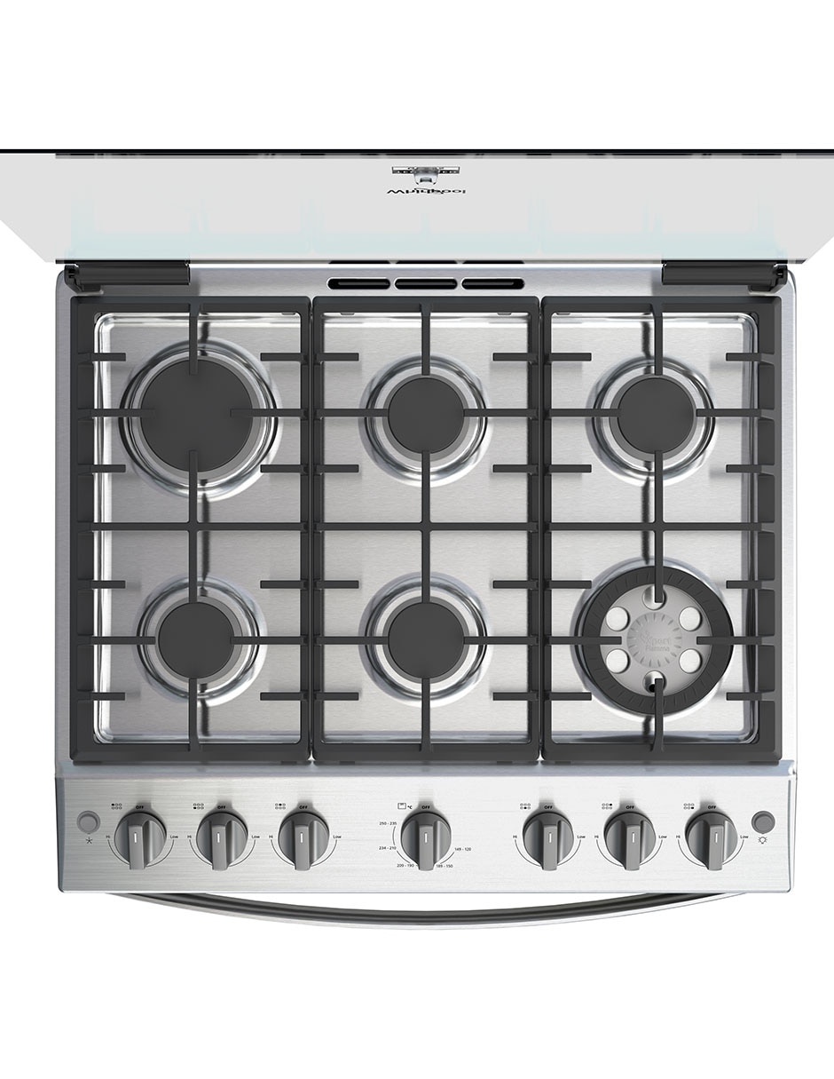 Combo estufa de piso a gas lp 76.2 cm CWFR5100S-HH de 6 quemadores + campana