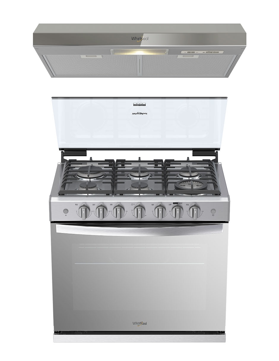 Combo estufa empotrable a gas lp 76.2 cm CWER5100S-HH de 6 quemadores + campana 1