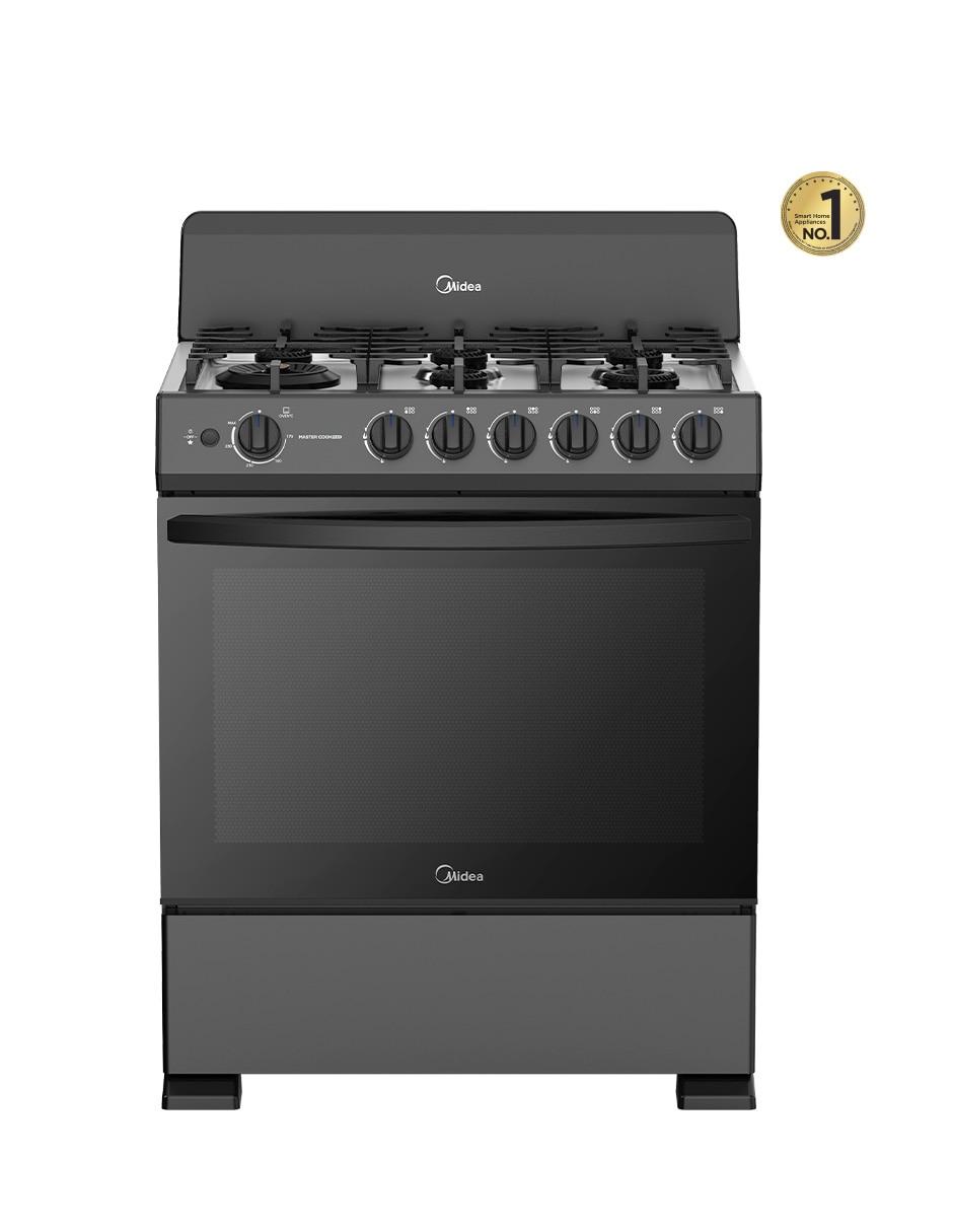 Estufa de piso a gas natural/LP Midea Master Cookplus 75.7 cm MGS30FS1BIABBF de 6 quemadores