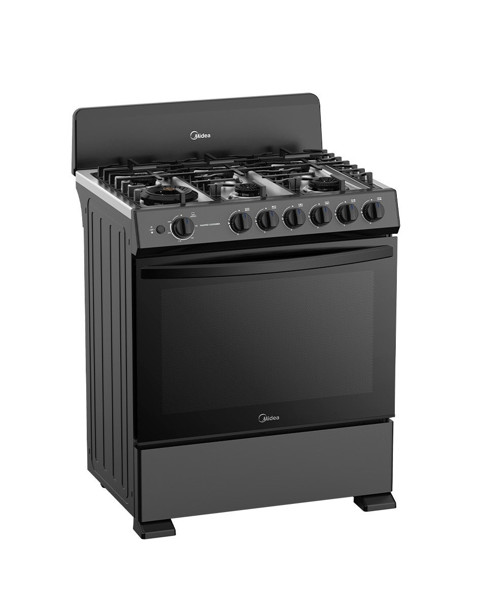 Estufa de piso a gas natural/LP Midea Master Cookplus 75.7 cm MGS30FS1BIABBF de 6 quemadores