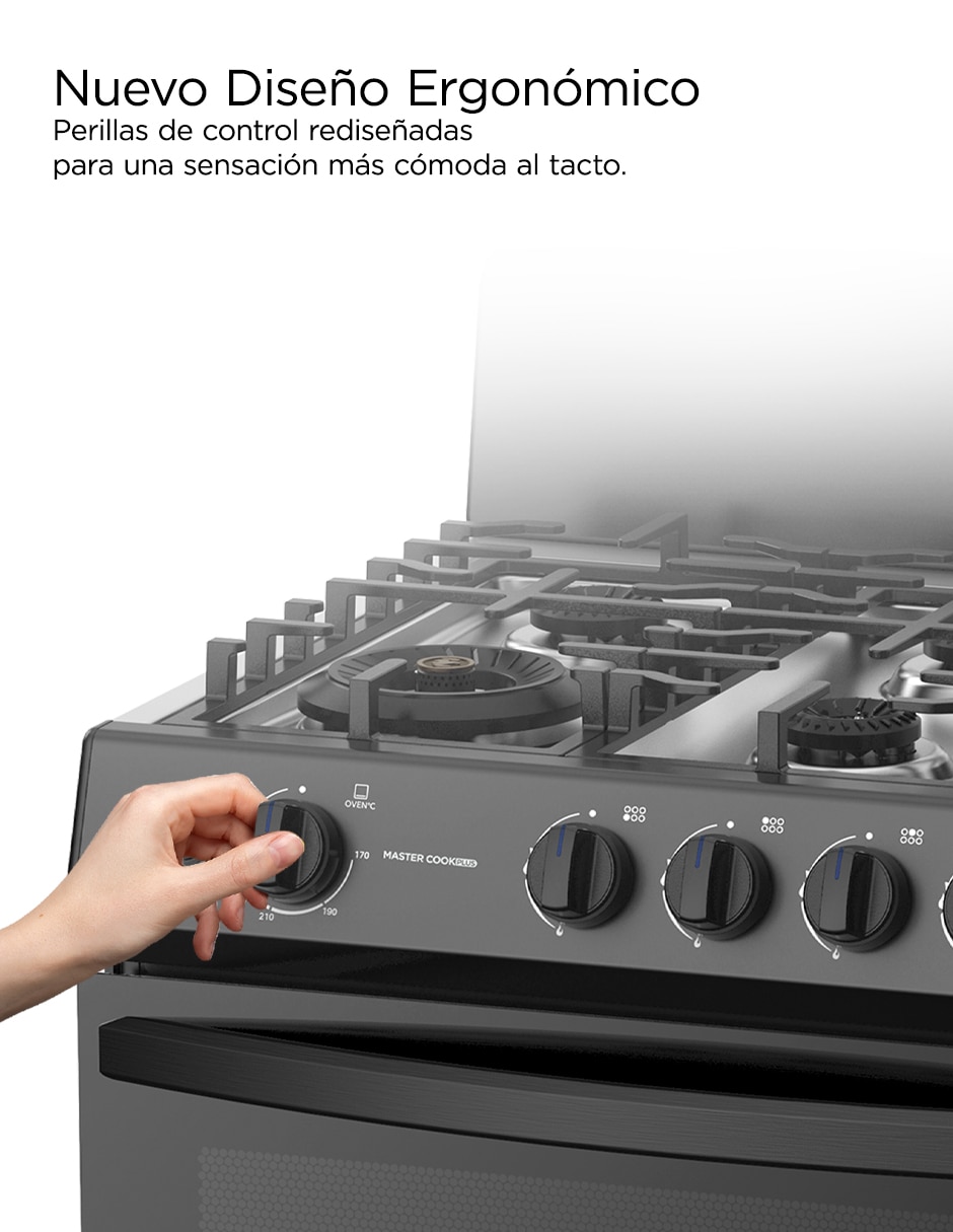 Estufa de piso a gas natural/LP Midea Master Cookplus 75.7 cm MGS30FS1BIABBF de 6 quemadores