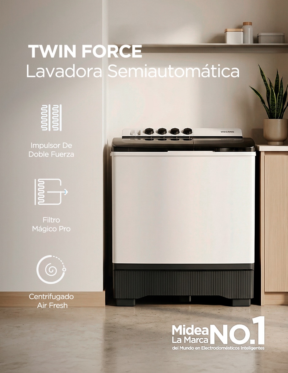 Lavadora doble tina Twin Force 17 kg semiautomática carga superior MT100W170W-MX Lavadora doble tina Twin Force 17 kg semiautomática carga superior MT100W170W-MX
