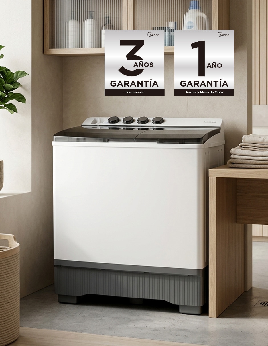 Lavadora doble tina Midea Twin Force 17 kg semiautomática carga superior MT100W170W-MX