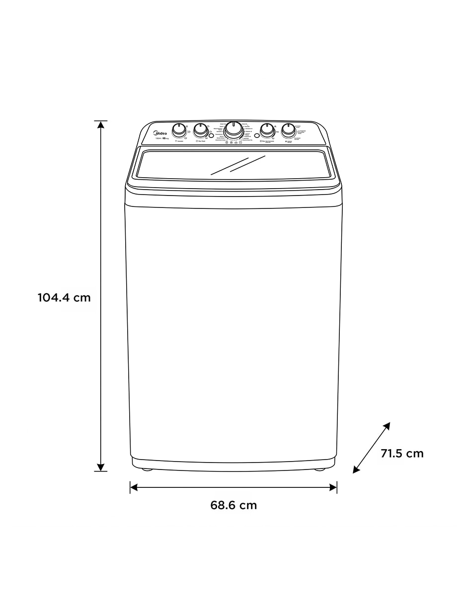 Lavadora Midea 23 kg automática carga superior ma500w23/w