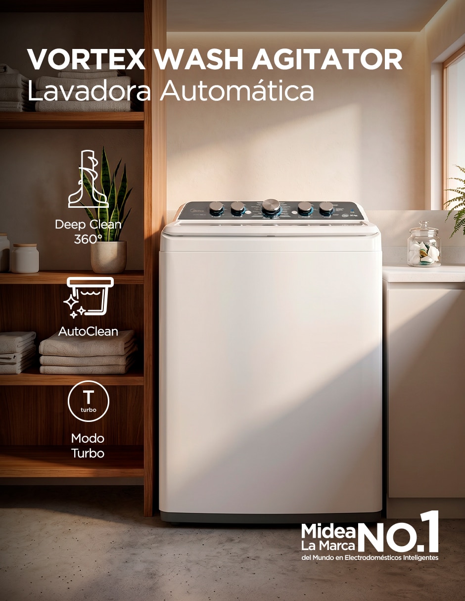 Lavadora Midea 23 kg automática carga superior ma500w23/w