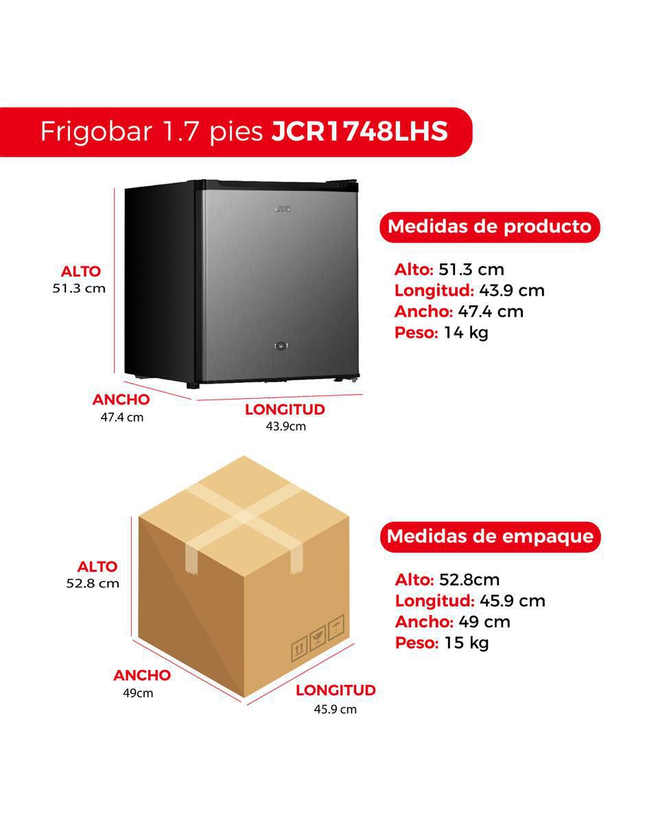 Frigobar JVC JCR1748LHS 1.7 pies cúbicos