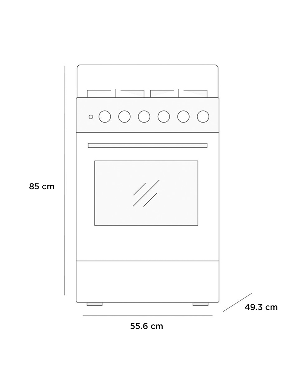 Estufa de piso a Gas Lp Mastercook 55.6 cm Mgs20fs1biabg de 4 quemadores 10