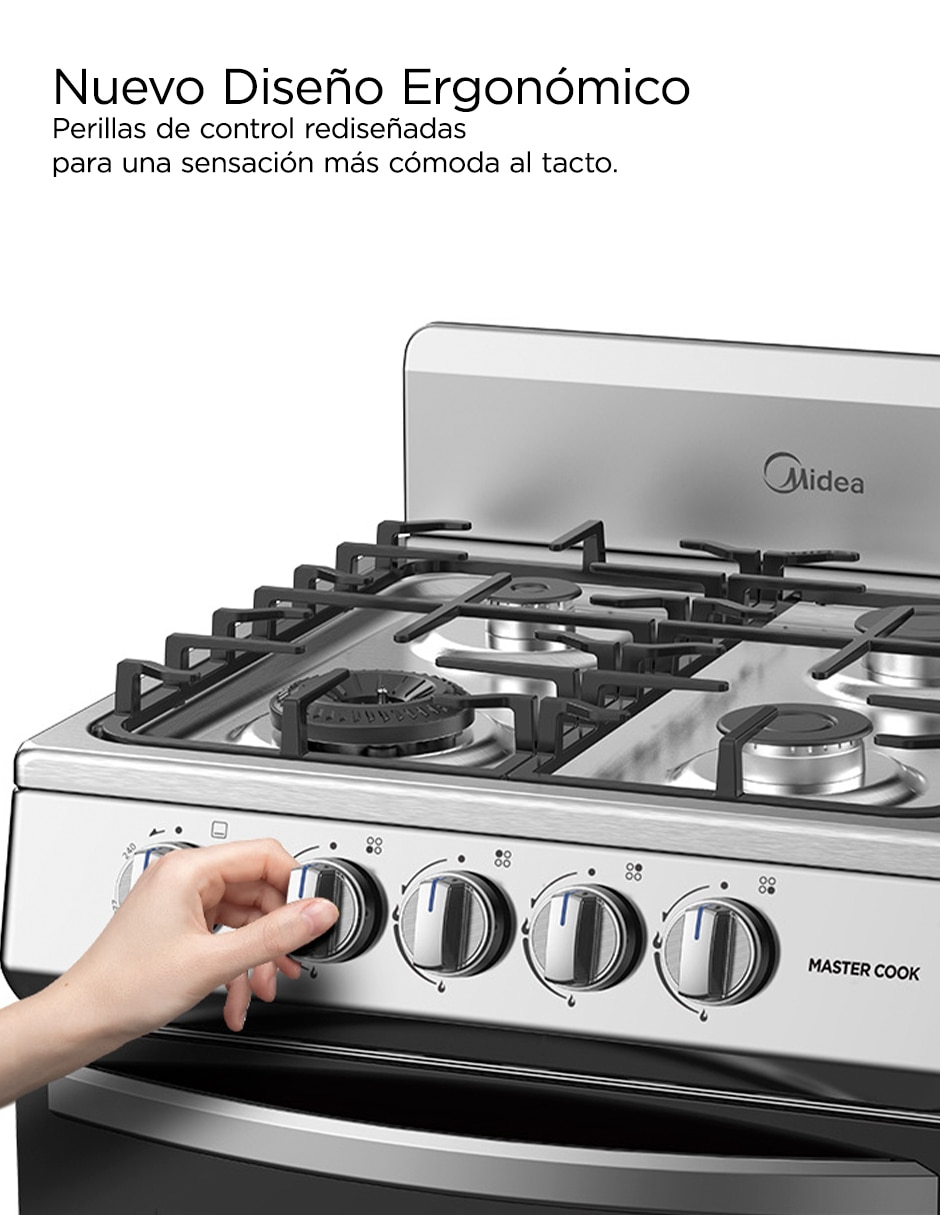 Estufa de piso a Gas Lp Mastercook 55.6 cm Mgs20fs1biabg de 4 quemadores 3