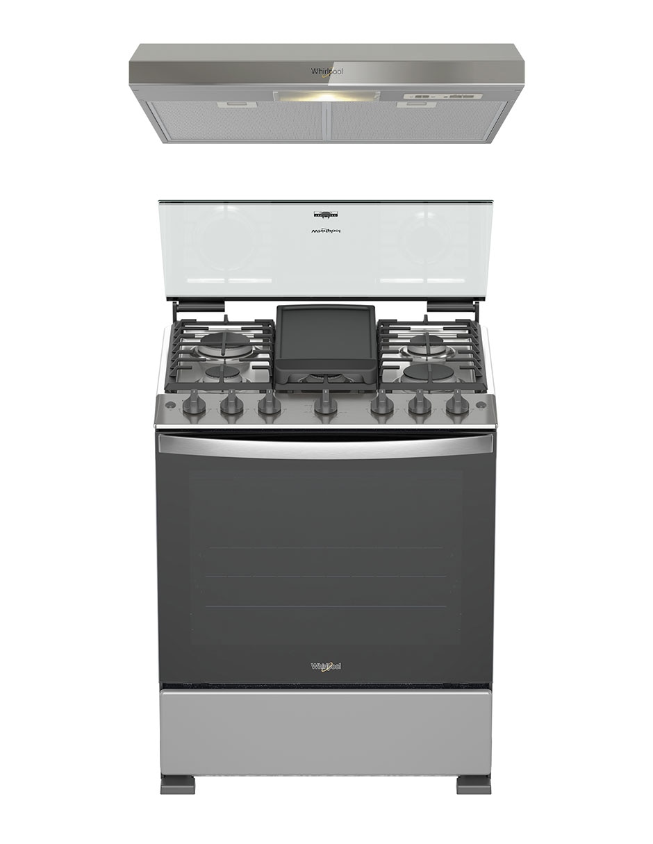 Combo estufa de piso a gas lp 76 cm CWFR5200D-HH de 6 quemadores + campana 1