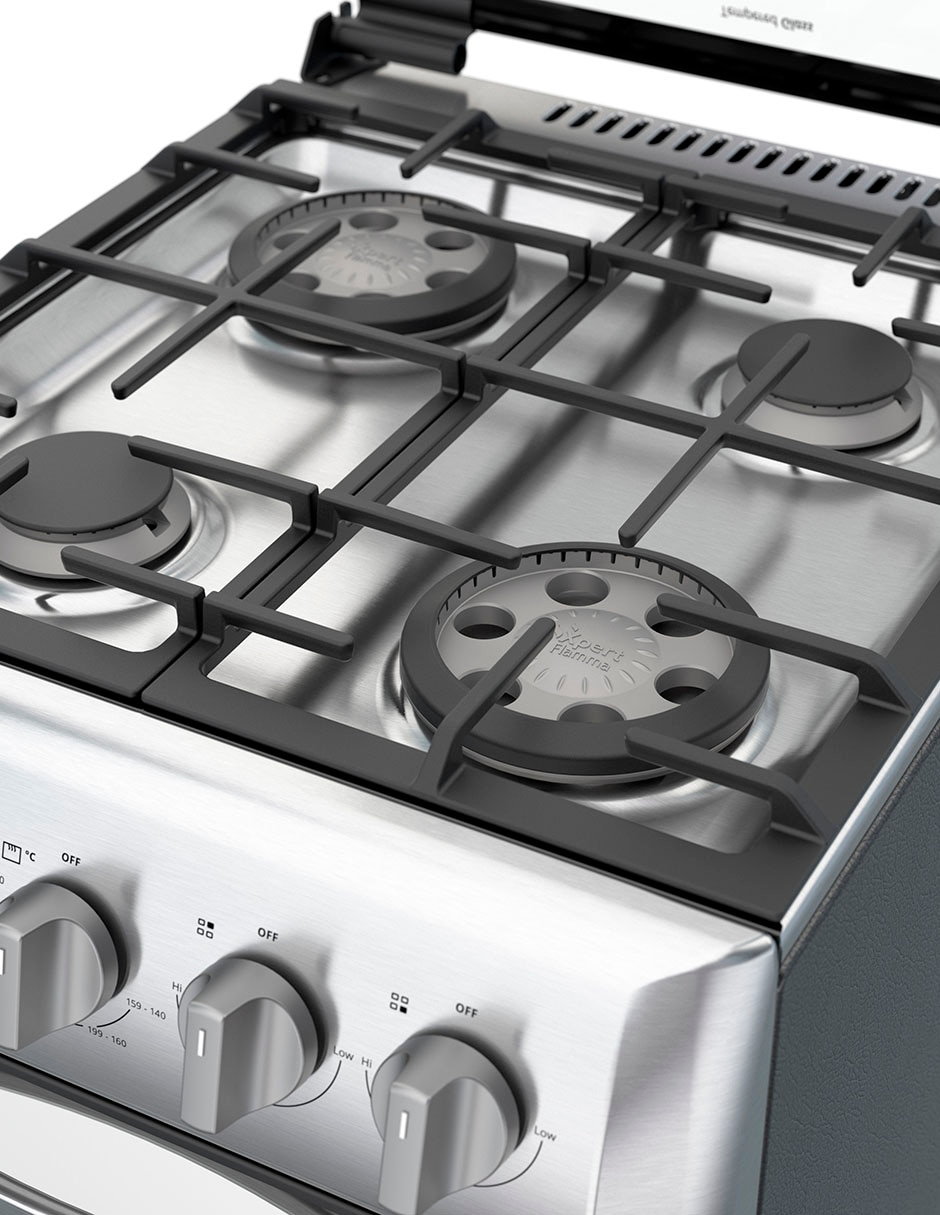 Combo estufa de piso a gas lp Whirlpool 50 cm WWR7000SHH de 4 quemadores + campana