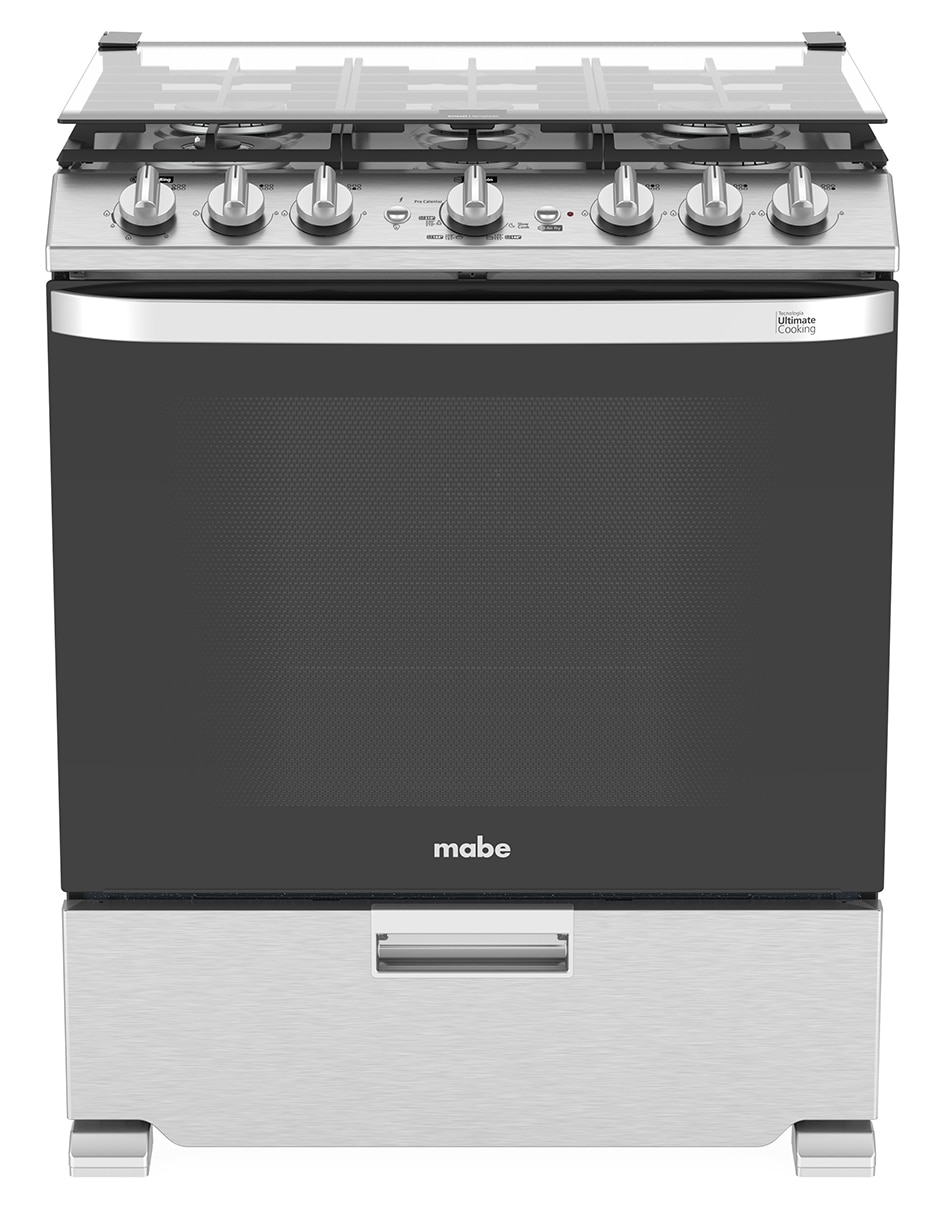 Estufa de piso a gas lp Mabe Air Fry 76 cm EMHA7602DSS0 de 6 quemadores