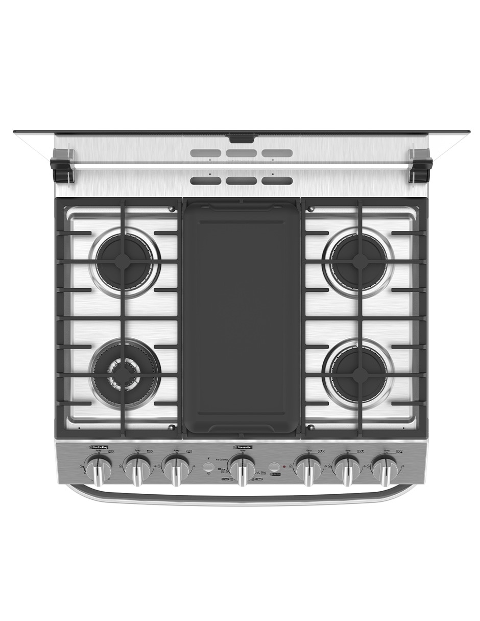 Estufa de piso a gas lp Mabe Air Fry 76 cm EMHA7602DSS0 de 6 quemadores