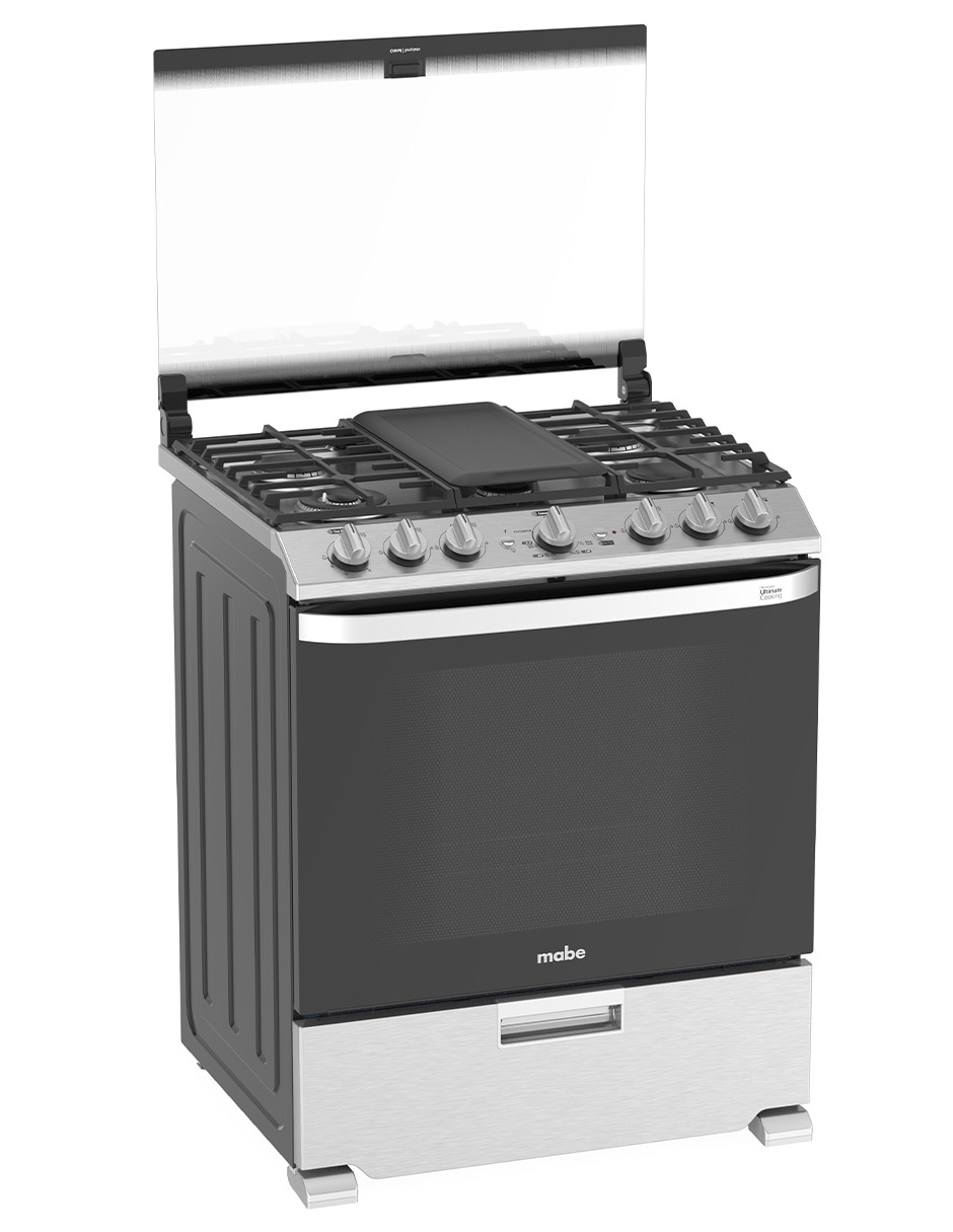Estufa de piso a gas lp Mabe Air Fry 76 cm EMHA7602DSS0 de 6 quemadores
