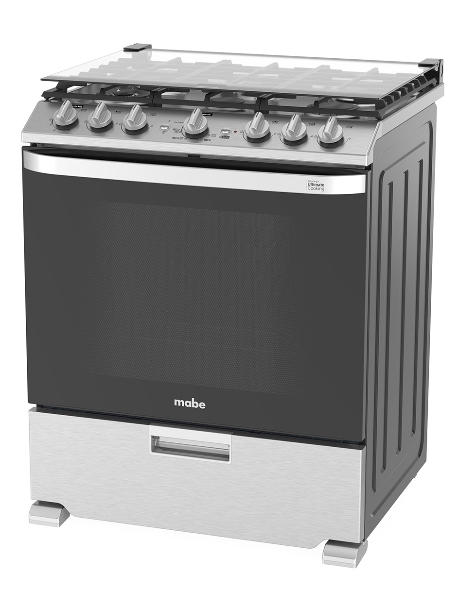 Estufa de piso a gas lp Mabe Air Fry 76 cm EMHA7602DSS0 de 6 quemadores
