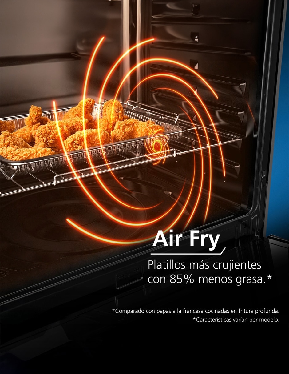 Estufa de piso a gas lp Mabe Air Fry 76 cm EMHA7602DSS0 de 6 quemadores