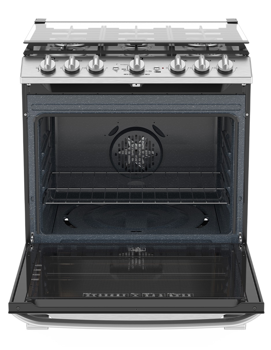 Estufa de piso a gas lp Mabe Air Fry 76 cm EMHA7602DSS0 de 6 quemadores