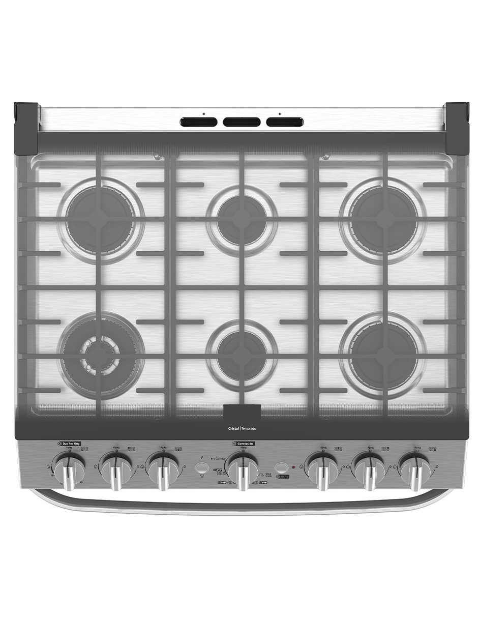 Estufa de piso a gas lp Mabe Air Fry 76 cm EMHA7602DSS0 de 6 quemadores