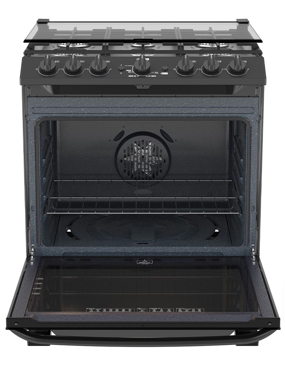 Estufa de piso a gas LP Mabe Air Fry 76 cm EMHA7602JBS0 de 6 quemadores
