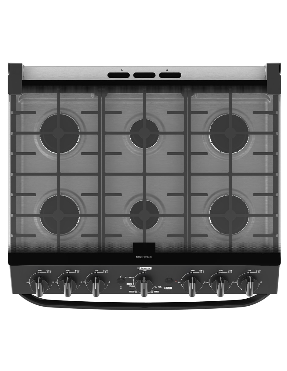 Estufa de piso a gas LP Mabe Air Fry 76 cm EMHA7602JBS0 de 6 quemadores