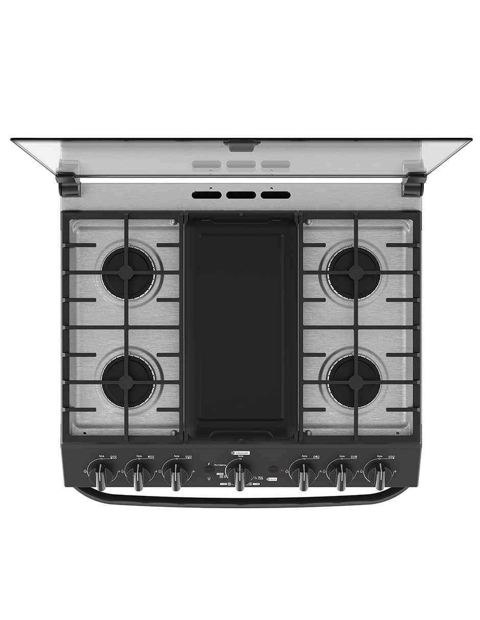 Estufa de piso a gas LP Mabe Air Fry 76 cm EMHA7602JBS0 de 6 quemadores