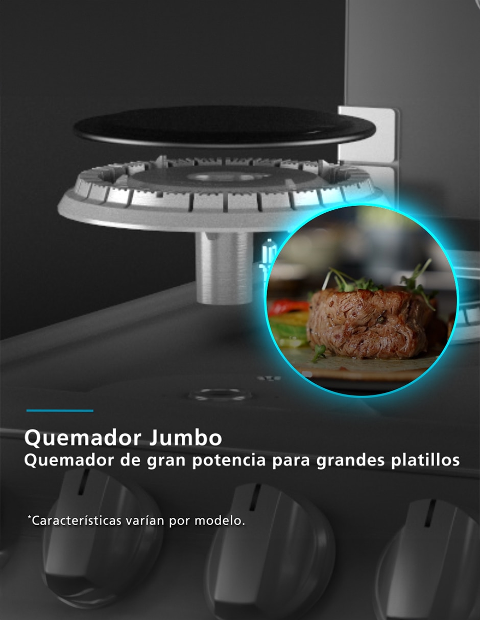 Estufa de piso a gas LP Mabe Air Fry 76 cm EMHA7602JBS0 de 6 quemadores
