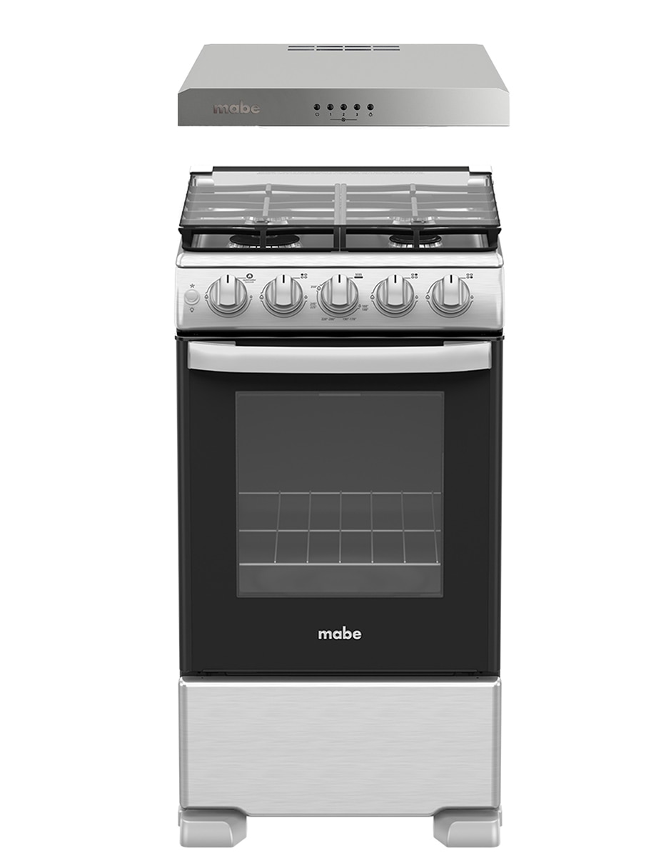 Combo estufa de piso a Gas LP Mabe Tecnología Ultimate Cooking y Cleaning 50.60 cm EM5060X2CMPU50 de 4 quemadores + Campana