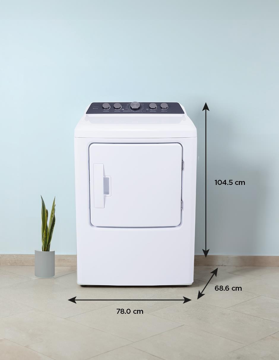 Secadora de gas Midea de 23 kg con 8 ciclos MD500D230/W