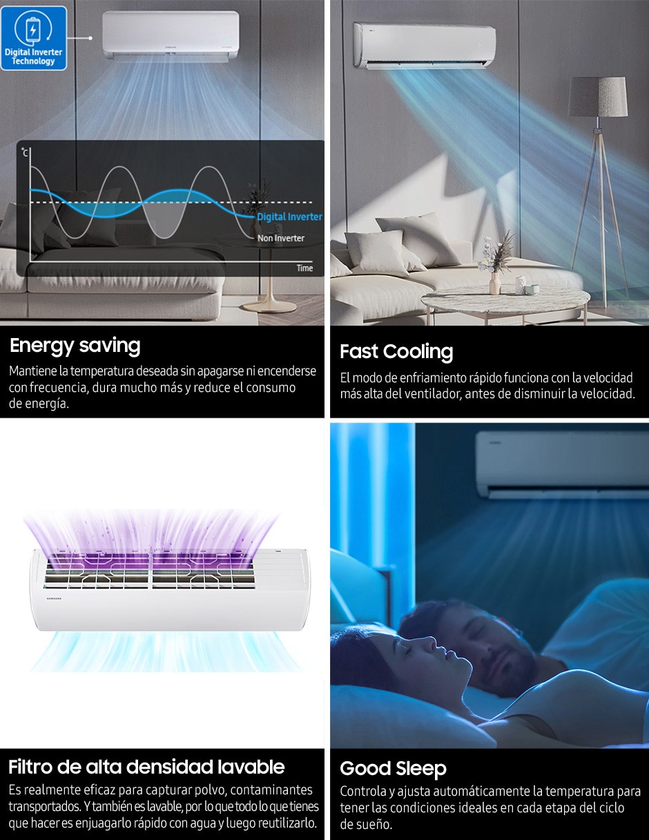 Aire acondicionado mini split inverter Samsung frío 18000 BTU AR40H18D0AMAX 220 V