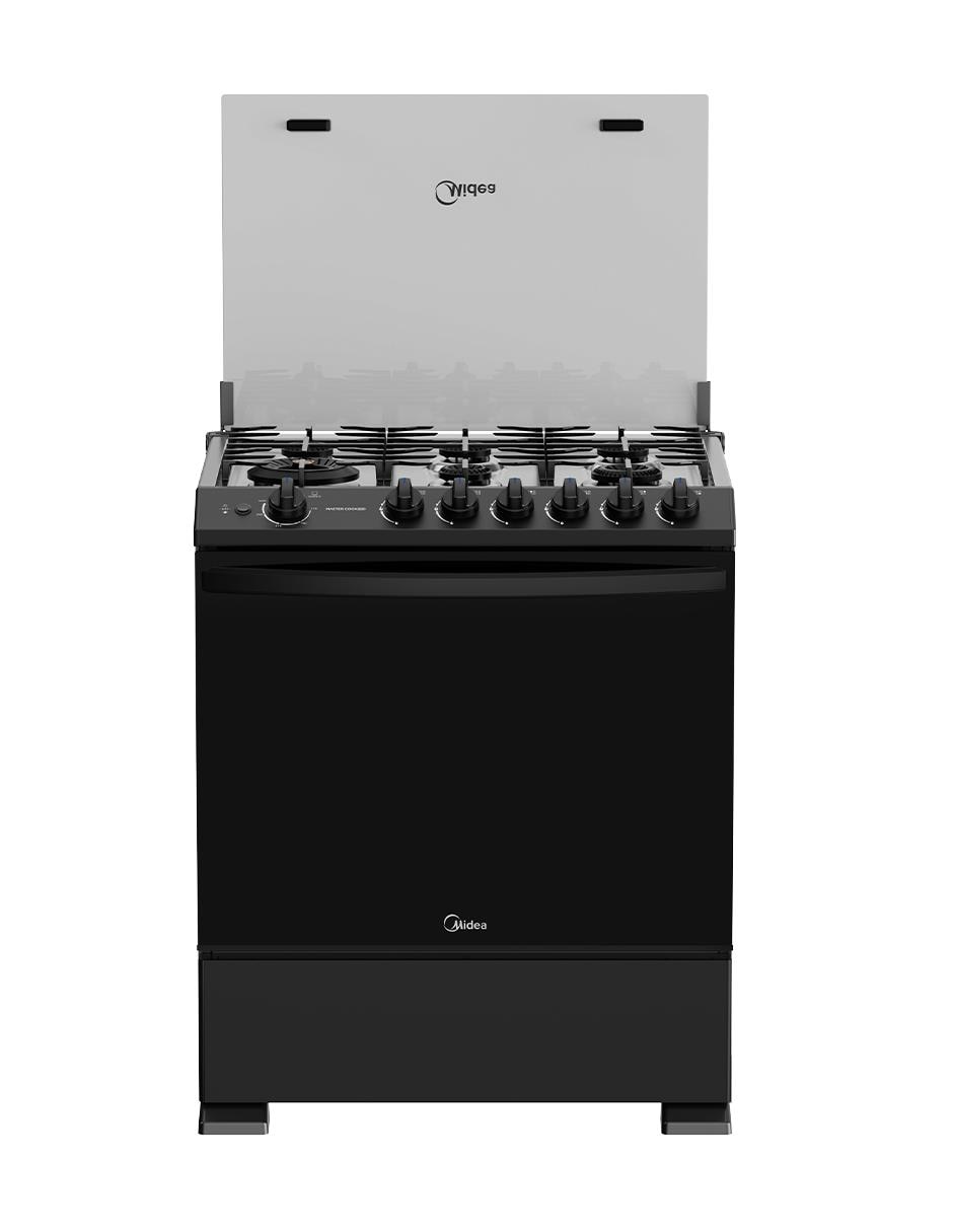 Estufa de piso a Gas natural/LP Midea 75.7 cm MGS30FS1LIASBT de 6 quemadores