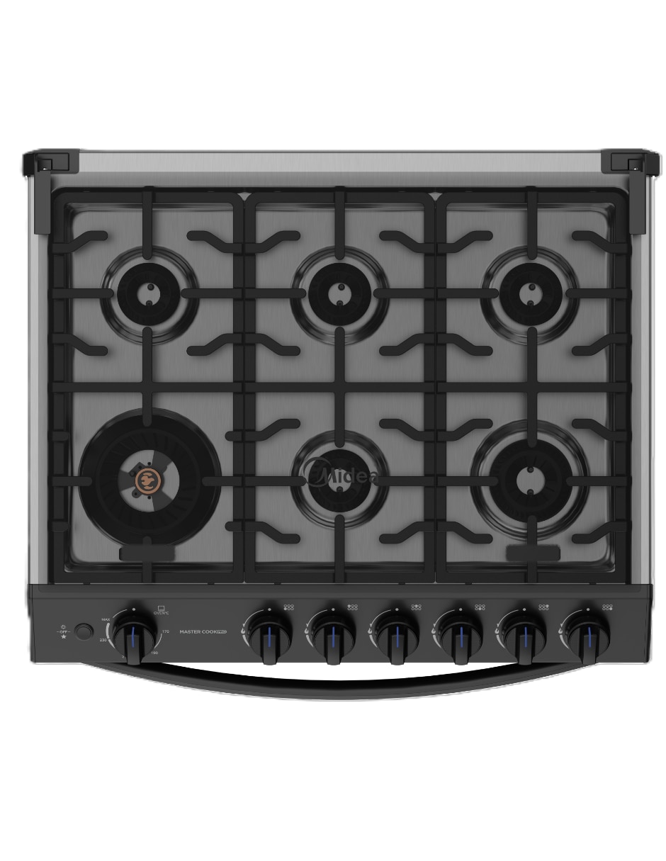 Estufa de piso a Gas natural/LP Midea 75.7 cm MGS30FS1LIASBT de 6 quemadores