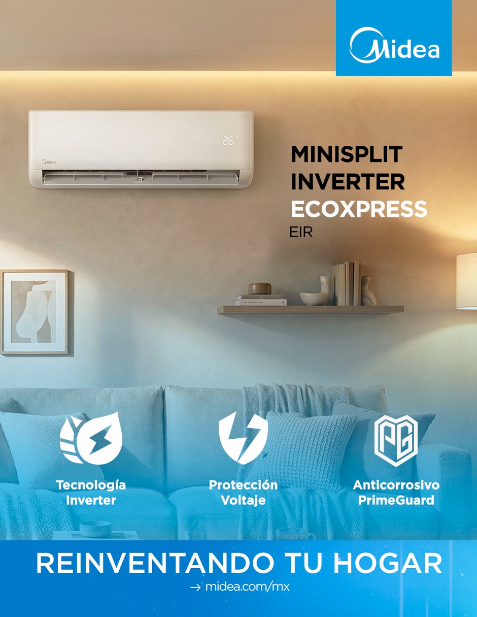 Aire acondicionado mini split inverter Midea frío 12000 BTU MAS12C2EIR 230V