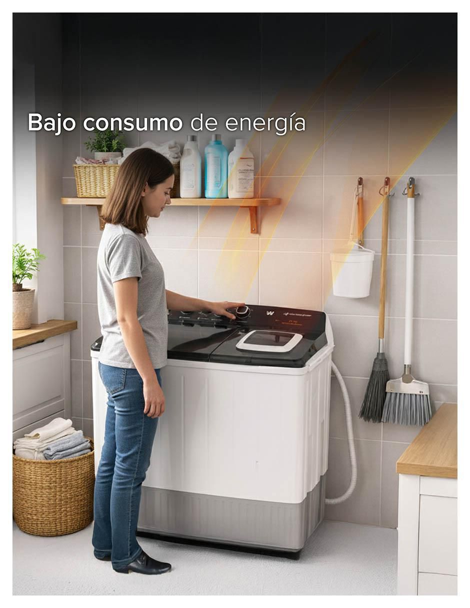Lavadora doble tina 19 kg semiautomática carga superior WWXCTT301408QBK 3