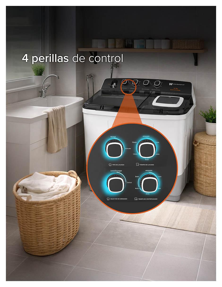 Lavadora doble tina 19 kg semiautomática carga superior WWXCTT301408QBK 4